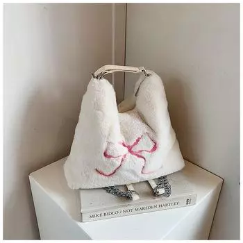 Casual Mao Mao large capacity tote bag fashionable women s armpit bag 2024 new backpack bow белый