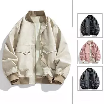 Casual Men s Jacket Jacket Spring and Autumn Men s Leather Jacket Is Thin Hong Kong Style Loose and Versatile Trend Handsome and Casual M