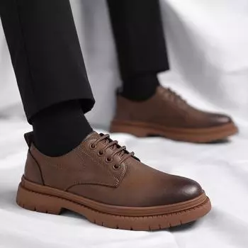 Повседневные мужские кожаные туфли Модные качественные туфли для отдыха на природе Модные вечерние туфли для повседневного офиса и бизнеса Высококачественные черные туфли 38 чёрный