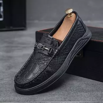 Casual men s one-pedal soft-soled handmade casual leather shoes inner height increase versatile British leather shoes men s work men s shoes 39