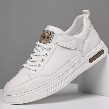 Casual Men s Shoes lace up Fashion Comfortable Shoe Men Sneakers 2024 Designer Genuine Leather Man Flats Male Chaussures 6.5 чёрный