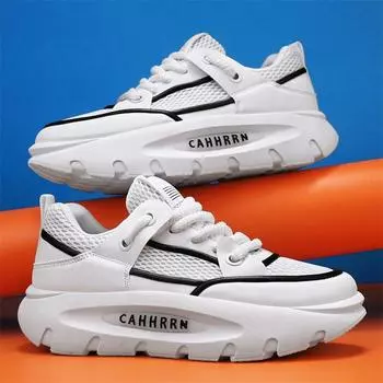 Casual men s shoes spring and summer 2025 breathable mesh sports shoes men s platform dad shoes student versatile trendy shoes 39