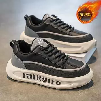 Casual Men s Winter Boots Fashion Men Snow Boots Velvet Thickening High Tops Breathable Platform Trendy All-match Keep Warm New 39 чёрный