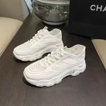 Casual Mesh Breathable Comfortable Thick Bottom Little White Shoes 2024new Fashion Simple All-match Shoes for Women Summertime 35 зелёный