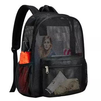 Casual Mesh Shoulder Bag Breathable Black Student Bookpack for Outdoor Sports * чёрный