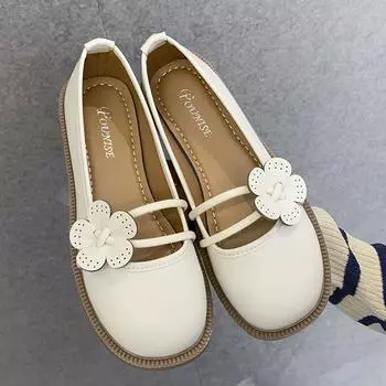 Casual Mom s Shoes Versatile Soft Sole Single Shoes Non slip Shoes Women Loafers Comfortable Flat Shoes Flower Vintage 2024 New CN 35 бежевый