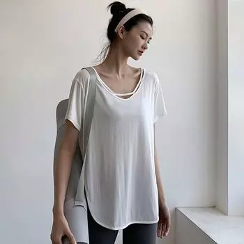 Casual Outdoor Breathable Professional Training Yoga T-shirt White short sleeve M