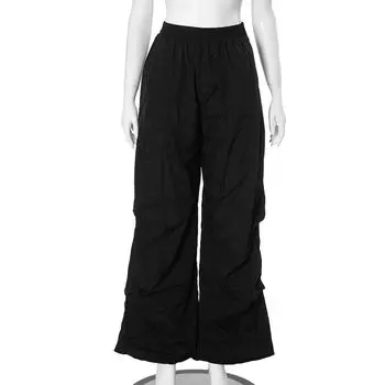 Casual Pants2024 Autumn and Summer Niche Pocket Design Mid-Waist Long Pants Women s Summer Versatile Black Q24PT172 XXL