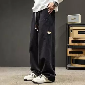 Casual Pants for Men In Spring and Autumn New Japanese Style Loose Straight Pants Draped Boys Work Trousers M