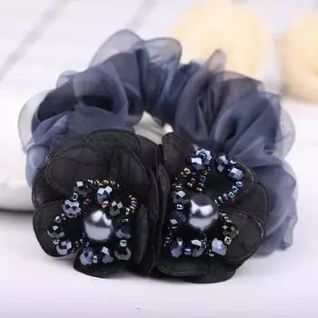 Casual Pearl Flower Scrunchie Luxury Hair Ropes Fashion Elastic Hair Bands For Women Girls