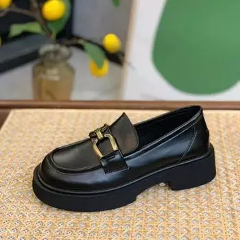 Повседневные ретро-лоферы с пряжкой, круглая носовая часть, мягкая кожа, мягкая подошва, маленькие кожаные туфли, модные универсальные мягкие туфли 35