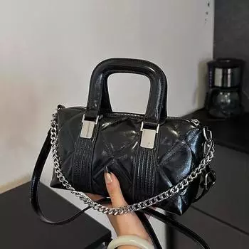 Casual retro diamond embroidered thread bag, new pillow bag, fashionable versatile handbag, shoulder messenger bag. чёрный