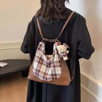 Casual retro large-capacity women s backpack 2024 new versatile backpack student shoulder tote bag