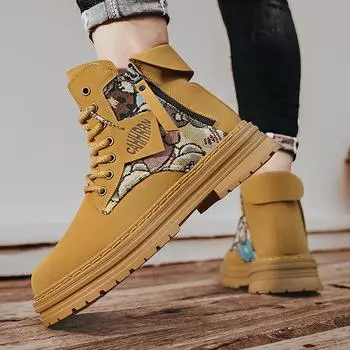 Casual retro Martin boots new men s British rhubarb boots outdoor wear-resistant non-slip heightening sports tooling boots 39