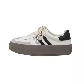 Casual retro thick sole heightening casual board shoes little white shoes women s leather classic versatile women 35