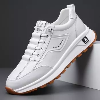 Casual Retro Versatile Walking Shoes Lace-Up Men s Classic Sneakers Hot Sale Leather Male Trainers Trendy Men Treking Footwear 38 чёрный