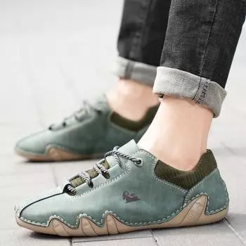 Casual Shoes for Men Leather Sneakers Shoes Lightweight Flat Driving Shoes Outdoor Comfortable Moccasins Men Loafers 2024 New In 38 чёрный