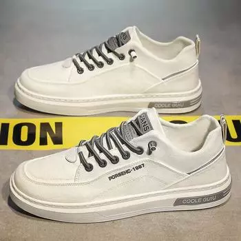 Casual Shoes for Men White Breathable Sneakers Walking Tennis TrendShoes Comfort Versatile BoardShoe Driving Flats Tenis Hombres 39 бежевый