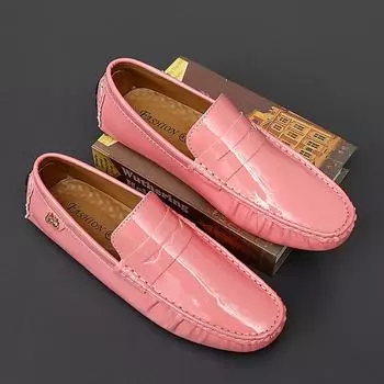 Casual Shoes for Men Women Boys Bright Leather Stage Performance Designer 35~48 Peas Soft Driving Male Flats Loafers Moccasins 4.5