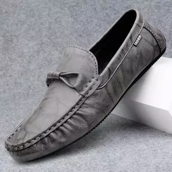 Casual Shoes Hot Sale for Men Breathable Men s Genuine Leather Loafers Fashion Summer Flats Breathable Moccasins Business Shoes 38 коричневый