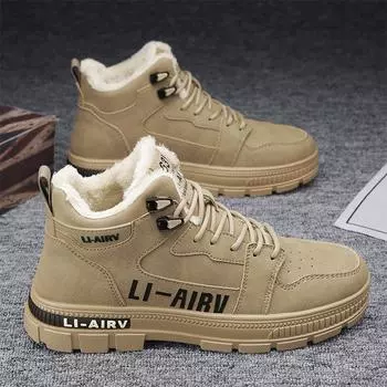 Casual Shoes Loafers Casual Sneaker Leather Fashion Men s Casual Cotton-padded Mid-top Soft and Comfortable Height Increasing 40 чёрный