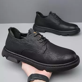 Casual shoes men s shoes 2025 new spring and autumn cowhide casual leather shoes business low-top British tooling Martin shoes leather shoes 38 хаки