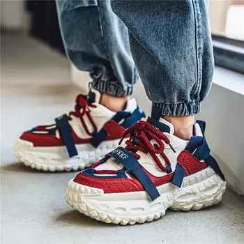 Casual shoes men s shoes spring and autumn contrasting colors low-top platform student sports shoes new outdoor trend heightening dad shoes 39