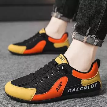Casual shoes men s spring and autumn new trend breathable lightweight contrasting color sports shoes cover feet students pedal single shoes 39