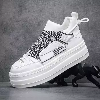 Casual shoes men s thick-soled white shoes men s trend street European muffin bottom, national tide fan height-increasing shoes spot 38 белый