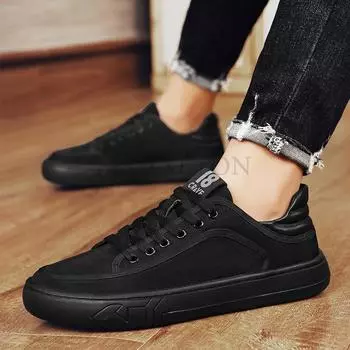 Casual Shoes Sneakers Canvas Shoes Casual Shoes Pure Black Wear-resistant Thick Sole Versatile Breathable Casual Work Shoes 40 чёрный