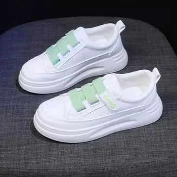 Casual shoes spring new Velcro student running board shoes women s trend breathable little white shoes 35