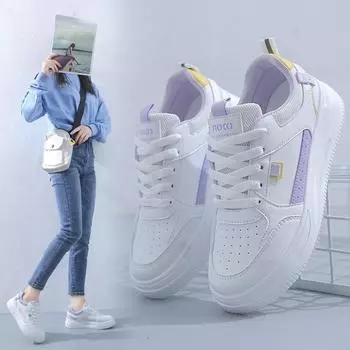 Casual Shoes Women s Autumn New Board Shoes Women s Breathable Leather White Shoes Women s All-Matching Ins Pumps 35