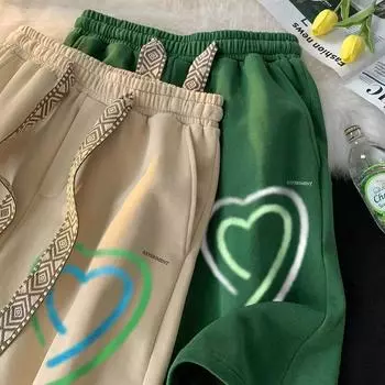 Casual Shorts Men s Summer Five-point Pants Loose and Versatile Drawstring Sports Large Pants M чёрный