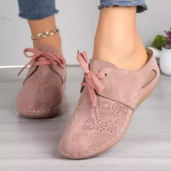 Casual Slippers with Women s Lace Up Wedge Heel and Oversized Hollow Out Slippers 36 темно-серого