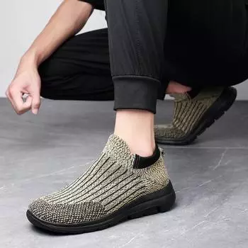 Повседневные кроссовки мужские мягкие подошвы походные эластичные носки с сеткой дышащие легкие кроссовки на платформе ленивые кроссовки для бега мужской теннис 39