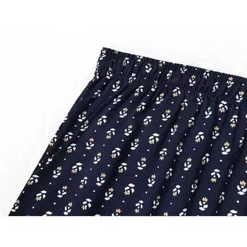 Casual Soft Cool Foreign Trade Export Order Cropped Pants Dark blue bottom floral 4L code