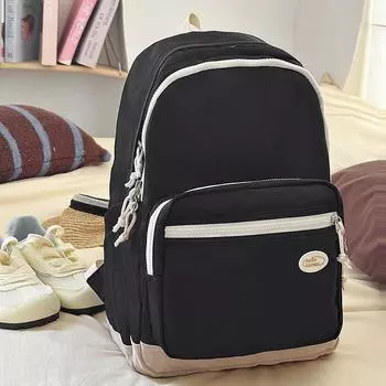 Casual solid color men s and women s backpacks New travel lightweight computer backpacks High school schoolbags Junior high school чёрный
