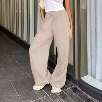 Casual Solid Color Wide-Leg Pants Fashion Street Sexy Casual Solid Color Wide-Leg Pants Skin color S