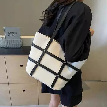 Casual Solid Thread Zipper Tote Bags Women New Fashion Large Capacity Shoulder Bags High Quality Elegant Handbags for Women