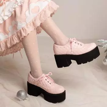 Повседневные весенне-осенние женские туфли-лодочки на шнуровке с круглым носком в милом стиле, студенческая обувь, толстая платформа, высокие каблуки, женские оксфорды, обувь 6