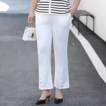 Casual Spring Slimming Pants with Beaded Drape and A Slightly Flared Look XL белый