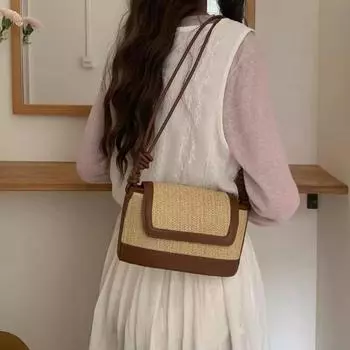 Повседневные соломенные плетеные сумки через плечо для женщин, летние пляжные сумки через плечо, модные женские сумки с клапаном, новые