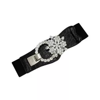 Casual Stretch Crystal Buckle Waistband Cinch Waist Belt Wild Skirt Bands Ladies Dress Cummerbund 03