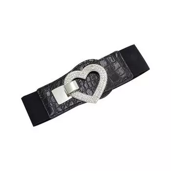 Casual Stretch Crystal Buckle Waistband Cinch Waist Belt Wild Skirt Bands Ladies Dress Cummerbund 06