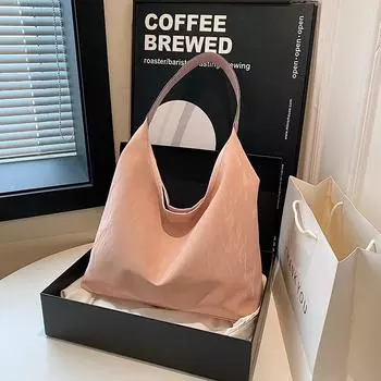 Casual texture bag women s 2024 new trendy large capacity fashion simple Internet celebrity popular ins shoulder bucket bag белый
