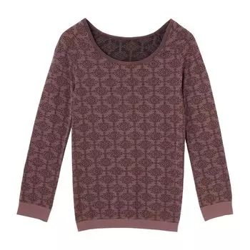 Casual to Ornament pattern sleeve warm inner U neck 48765NS Chocolat [Atsugi] [Tights wear] 3/4 Women s