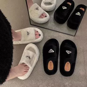 Casual versatile muffin Mao Mao shoes women s spring and autumn 2024 new small height increase platform women s shoes one-word drag 35 чёрный