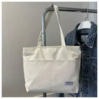 Повседневная универсальная сумка-тоут для женщин 2024 года, популярная вельветовая сумка для женщин, студенческая сумка через плечо для поездок на работу белый