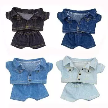 Casual Wears Doll Jacket Pants Clothes Suit Doll Coat Tops Cotton Doll Jeans Kids Toys 15cm синий