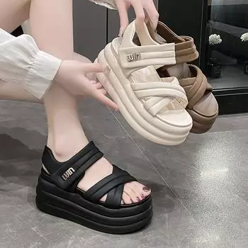 Повседневные туфли на танкетке для пляжной одежды 34 чёрный